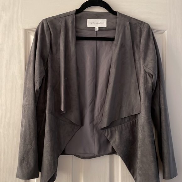 Grey Ellis Suede Draped Jacket Vegan - Picture 2 of 3